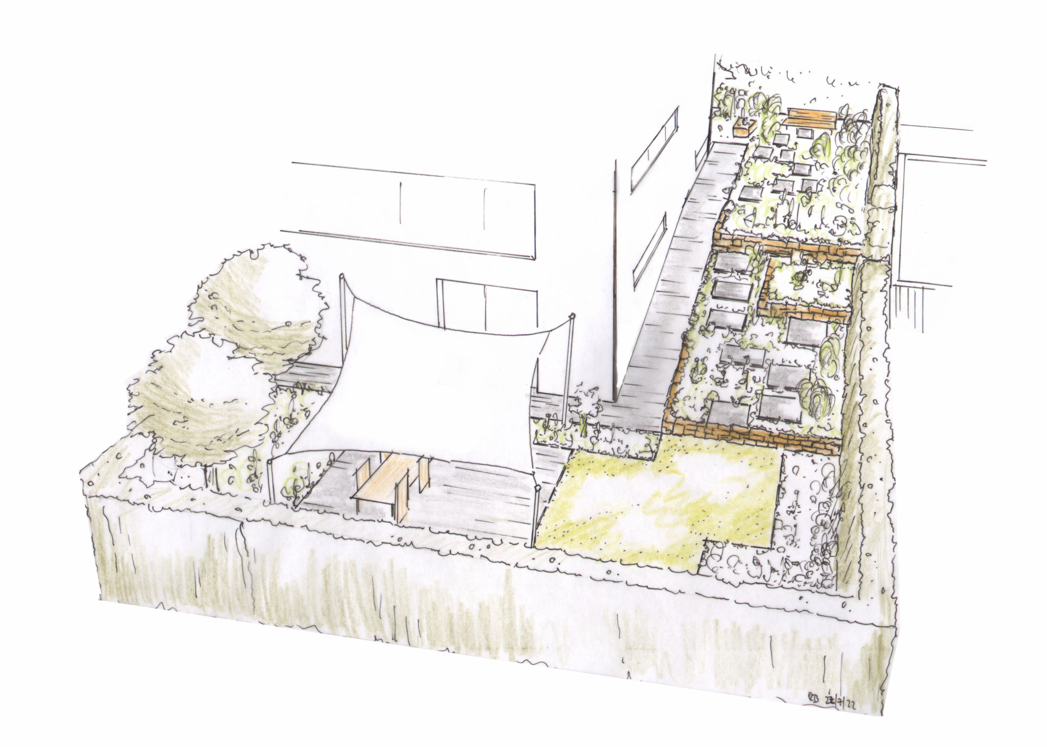 Garten mit Hanglage am Phönixsee in Dortmund